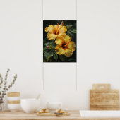 Hibiscus Jaune Fleurs Art Imprimer Poster (Cuisine)