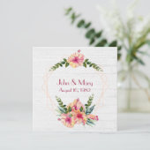 Hibiscus-jubileumframe op hout met witte afwerking kaart (Staand voorkant)