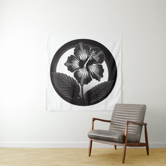 Hibiscus Kamon design Wandkleed (In situ)