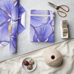 Hibiscus & kant BLAUW Cadeaupapier