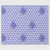 Hibiscus & kant BLAUW Cadeaupapier (Vlak)