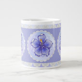 Hibiscus & kant BLAUW Extra Grote Beker (Voorkant)