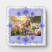 Hibiscus & kant BLAUW Fotoplaat (Voorkant)