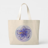Hibiscus & kant BLAUW Grote Tote Bag (Achterkant)