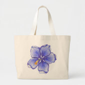 Hibiscus & kant BLAUW Grote Tote Bag (Voorkant)