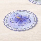 Hibiscus & kant BLAUW Kartonnen Onderzetters (Gekanteld)