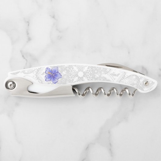 Hibiscus & kant BLAUW Kurkentrekker (Voorkant)