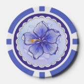 Hibiscus & kant BLAUW Poker Chips (Voorkant)