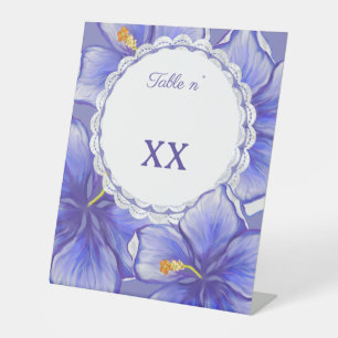 Hibiscus & kant BLAUW Reclamebord Met Voetstuk