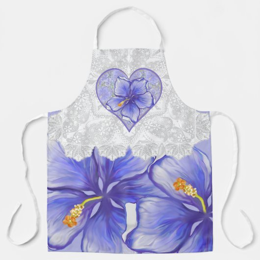 Hibiscus & kant BLAUW Schort (Voorkant)