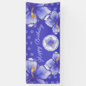 Hibiscus & kant BLAUW Spandoek (Verticaal)