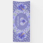 Hibiscus & kant BLAUW Spandoek (Verticaal)