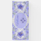 Hibiscus & kant BLAUW Spandoek (Verticaal)