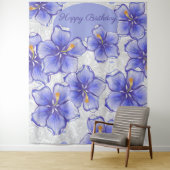 Hibiscus & kant BLAUW Wandkleed (In situ)