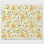 Hibiscus & kant GEEL Cadeaupapier (Vlak)