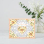 Hibiscus & kant GEEL Feestdagenkaart (Staand voorkant)