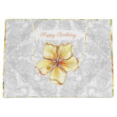 Hibiscus & kant GEEL Groot Cadeauzakje (Voorkant)