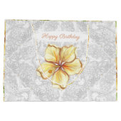 Hibiscus & kant GEEL Groot Cadeauzakje (Achterkant)