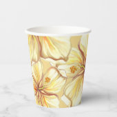 Hibiscus & kant GEEL Papieren Bekers (Voorkant)