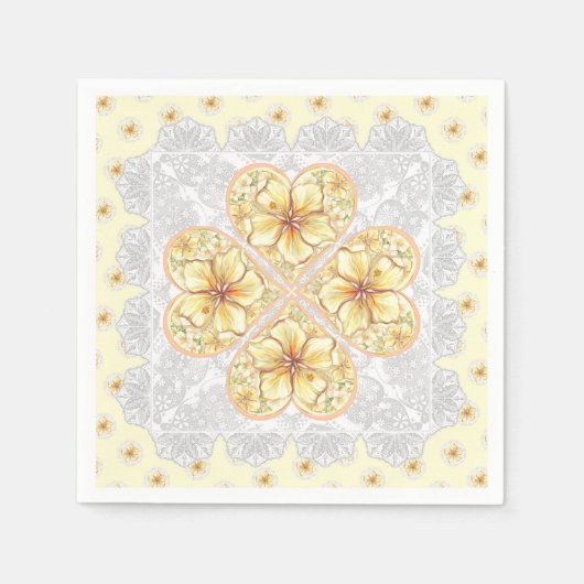 Hibiscus & kant GEEL Servet (Voorkant)
