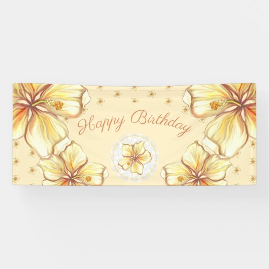 Hibiscus & kant GEEL Spandoek (Horizontaal)