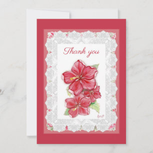 Hibiscus & kant ROOD Bedankkaart