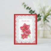 Hibiscus & kant ROOD Briefkaart (Staand voorkant)