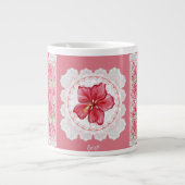 Hibiscus & kant ROOD Extra Grote Beker (Voorkant)