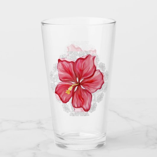 Hibiscus & kant ROOD Glas (Voorkant)