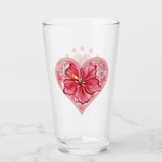 Hibiscus & kant ROOD Glas (Voorkant)
