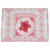 Hibiscus & kant ROOD Groot Cadeauzakje (Voorkant)