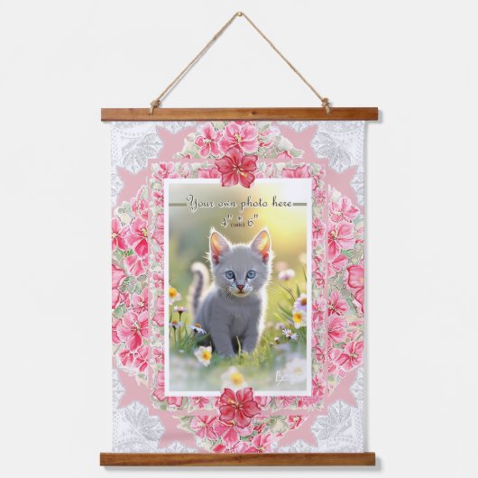 Hibiscus & kant ROOD Hangend Wandkleed (Voorkant)