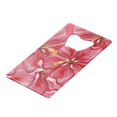 Hibiscus & kant ROOD Kredietkaart Flessenopener (Voorkant Gekanteld)