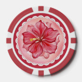 Hibiscus & kant ROOD Poker Chips (Voorkant)