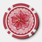 Hibiscus & kant ROOD Poker Chips (Achterkant)