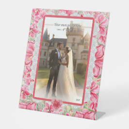 Hibiscus & kant ROOD Reclamebord Met Voetstuk