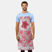 Hibiscus & kant ROOD Schort (Gedragen)