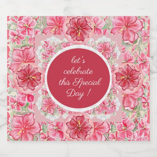 Hibiscus & kant ROOD Sparkling Wijnetiket (Enkel label)