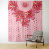 Hibiscus & kant ROOD Wandkleed (In situ)