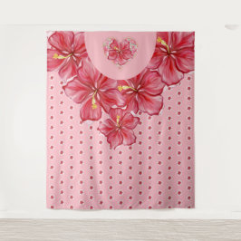 Hibiscus & kant ROOD Wandkleed