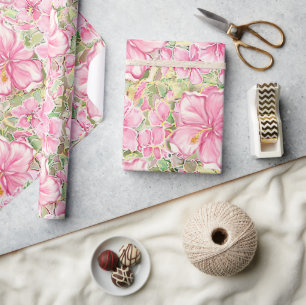 Hibiscus & kant ROZE Cadeaupapier