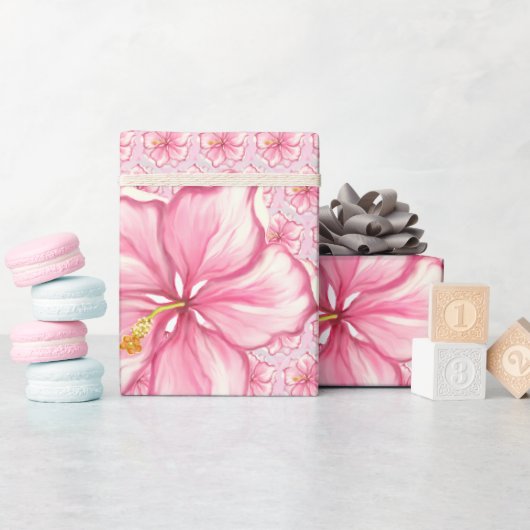 Hibiscus & kant ROZE Cadeaupapier (Baby Shower)