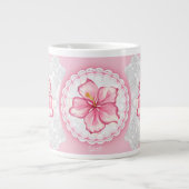 Hibiscus & kant ROZE Extra Grote Beker (Voorkant)