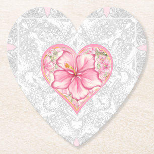 Hibiscus & kant ROZE Kartonnen Onderzetters