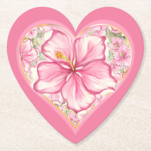 Hibiscus & kant ROZE Kartonnen Onderzetters