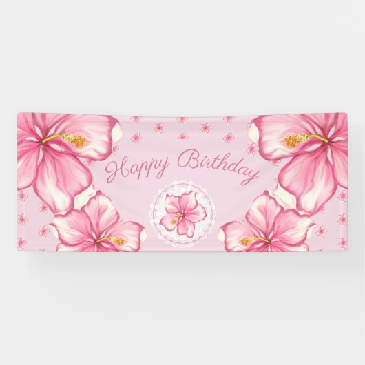 Hibiscus & kant ROZE Spandoek (Horizontaal)