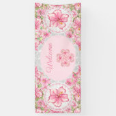 Hibiscus & kant ROZE Spandoek (Verticaal)