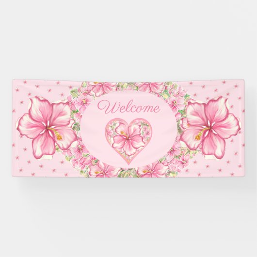 Hibiscus & kant ROZE Spandoek (Horizontaal)