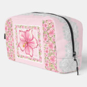 Hibiscus & kant ROZE Toilettasje (Rechterhoek)