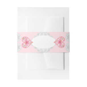 Hibiscus & kant ROZE Uitnodigingen Wikkel